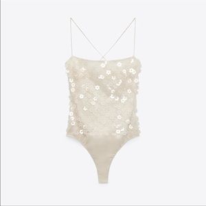Zara Floral Sequin Bodysuit